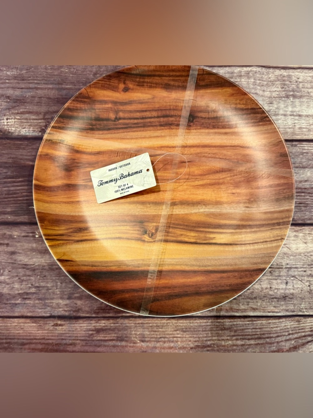 Tommy Bahama Faux Wood Melamine Salad Plates 7.5" Set of 4 New 1897